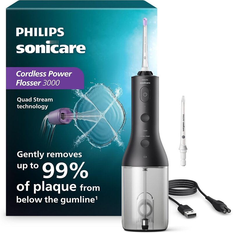 Philips Sonicare Cordless Power Flosser 3000 in black with its box