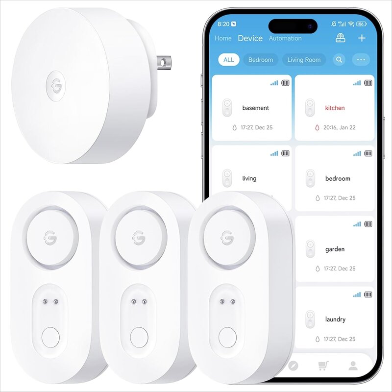 GoveeLife Smart Water Leak Detector 1s (H5059) with Wi-Fi Gateway